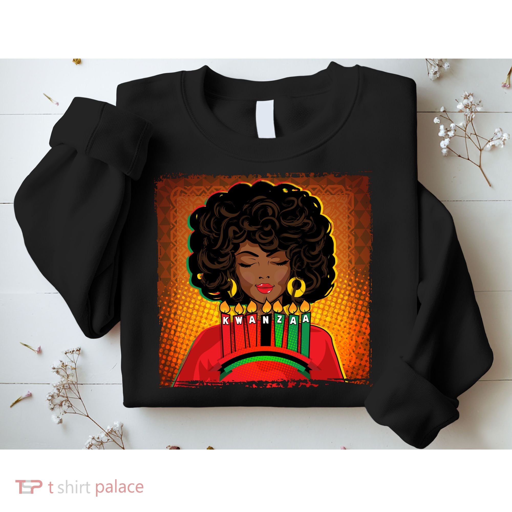 Festive Celebrate Kwanzaa Black African American Woman Sweatshirt