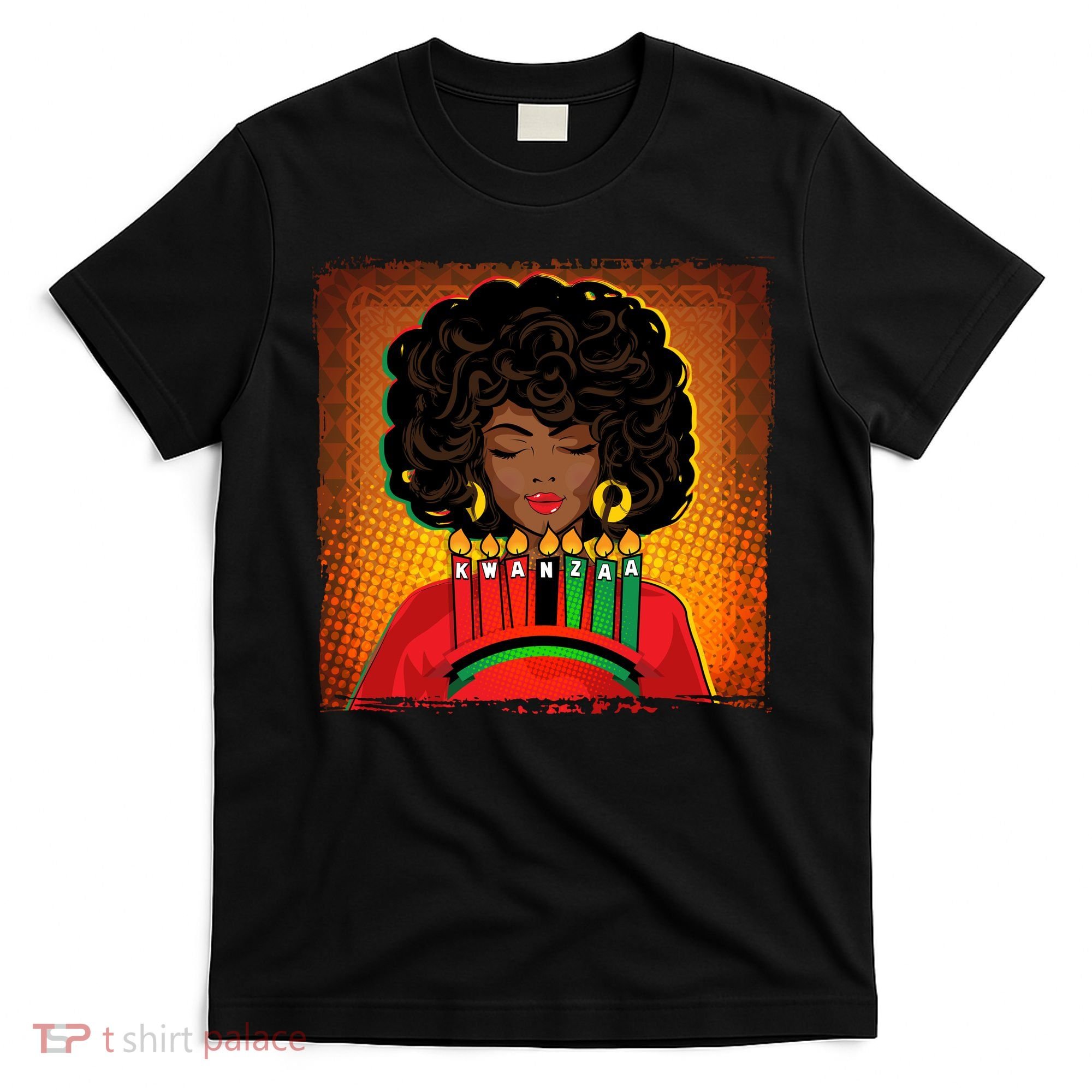 Festive Celebrate Kwanzaa Black African American Woman T-Shirt