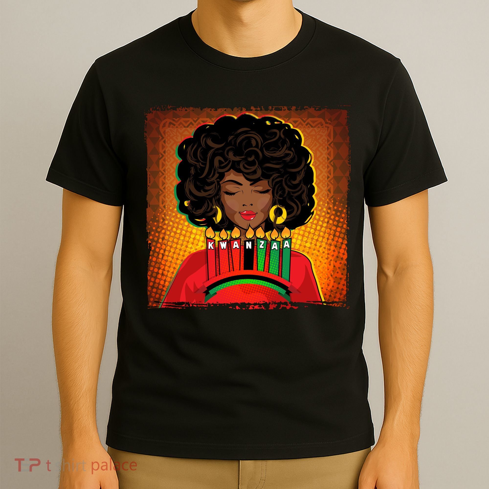 Festive Celebrate Kwanzaa Black African American Woman T-Shirt