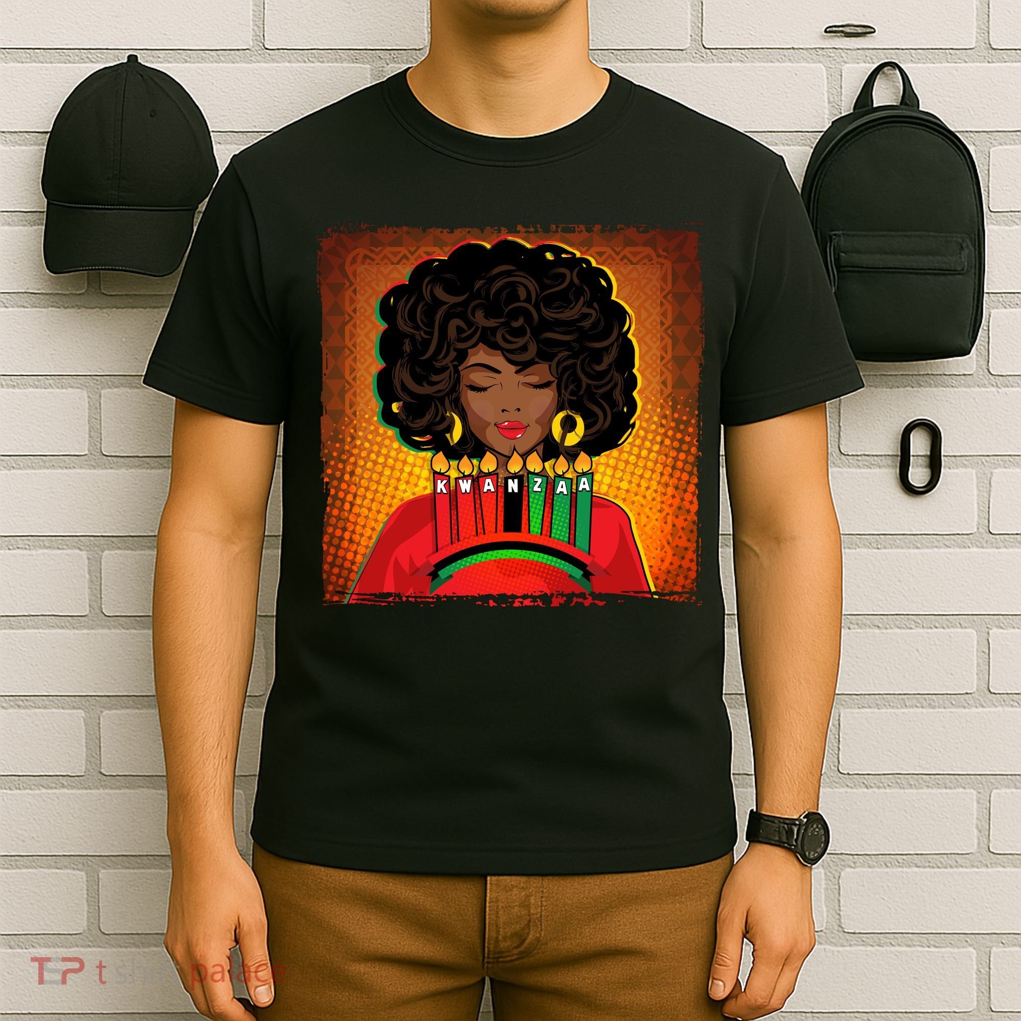 Festive Celebrate Kwanzaa Black African American Woman T-Shirt