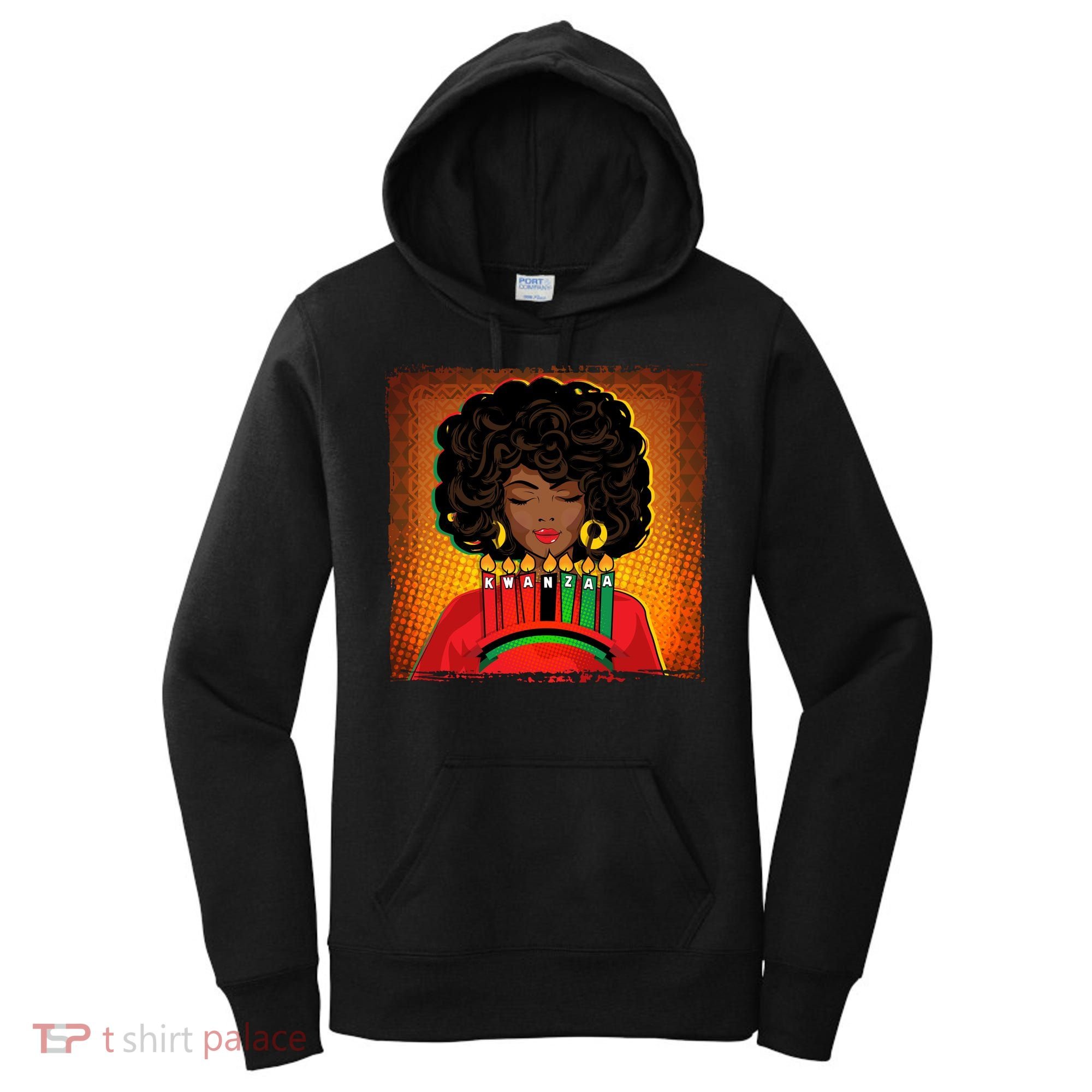 Festive Celebrate Kwanzaa Black African American Woman Women's Hoodie