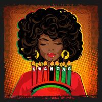 Festive Celebrate Kwanzaa Black African American Woman Women's Hoodie thumb 2