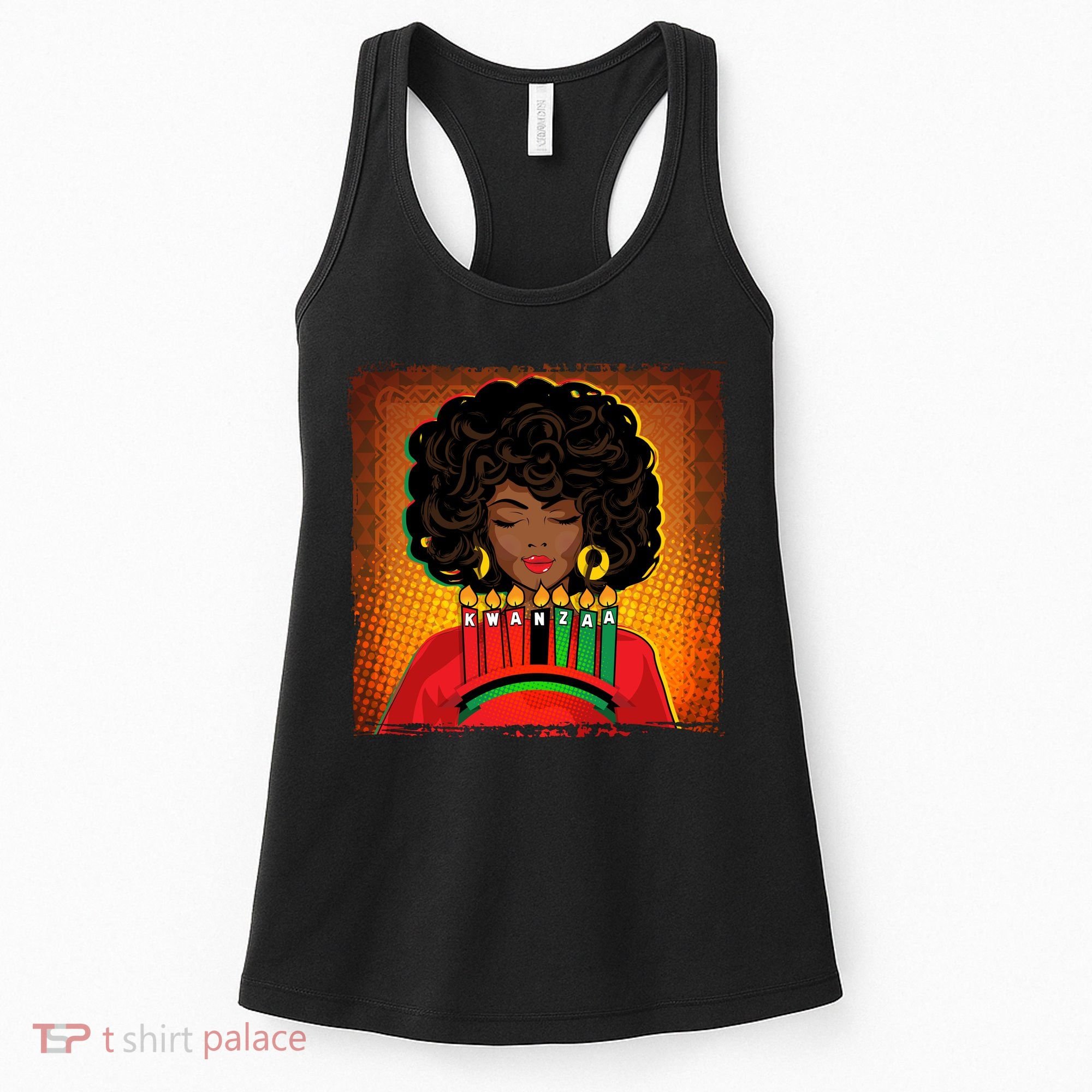 Festive Celebrate Kwanzaa Black African American Woman Women's Tank Top