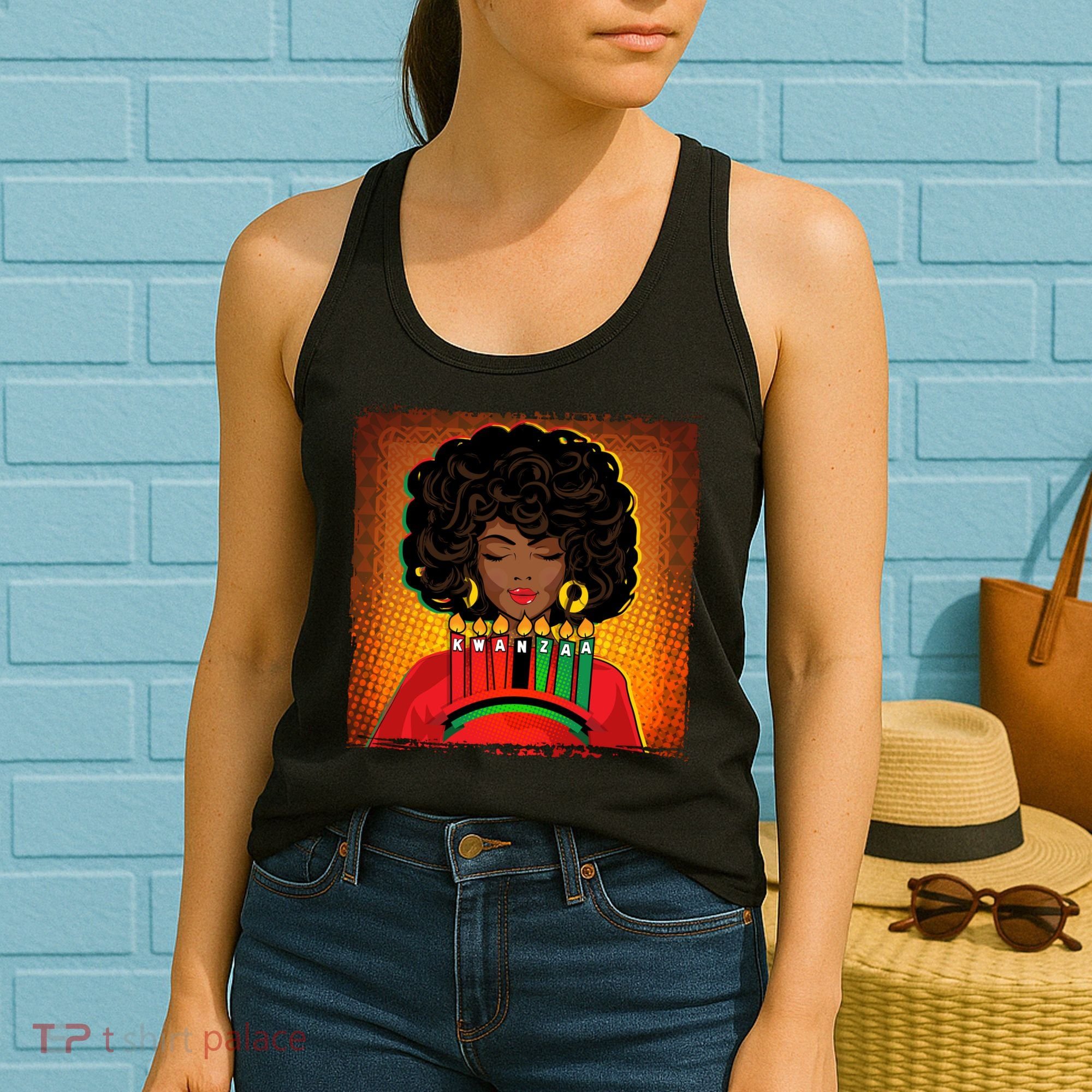 Festive Celebrate Kwanzaa Black African American Woman Women's Tank Top