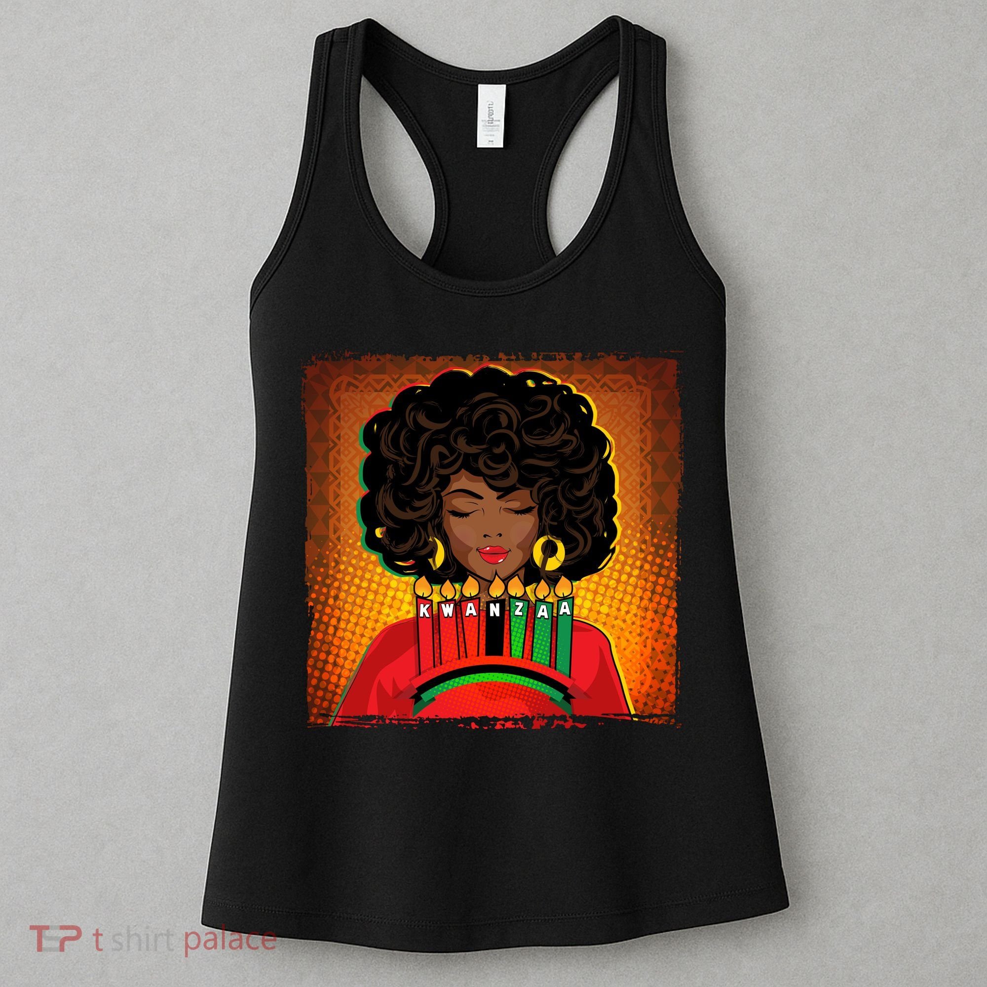 Festive Celebrate Kwanzaa Black African American Woman Women's Tank Top