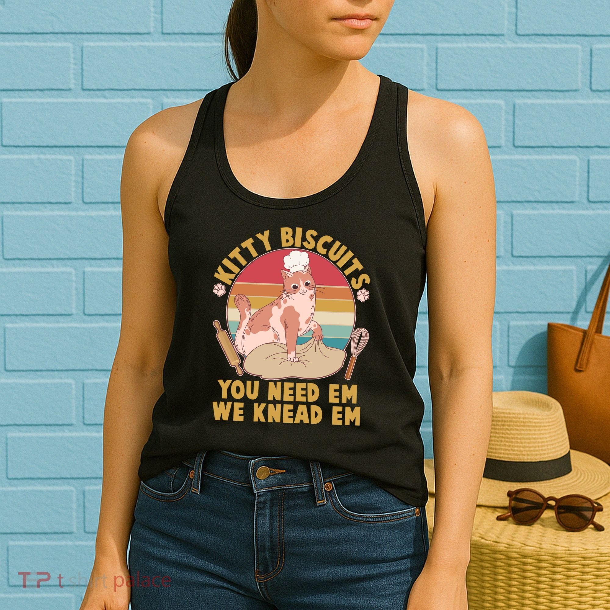 Funny Cute Kitty Biscuits You Need Em We Knead Em Women's Tank Top