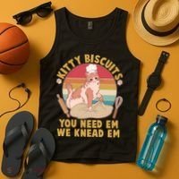 Funny Cute Kitty Biscuits You Need Em We Knead Em Tank Top thumb 4