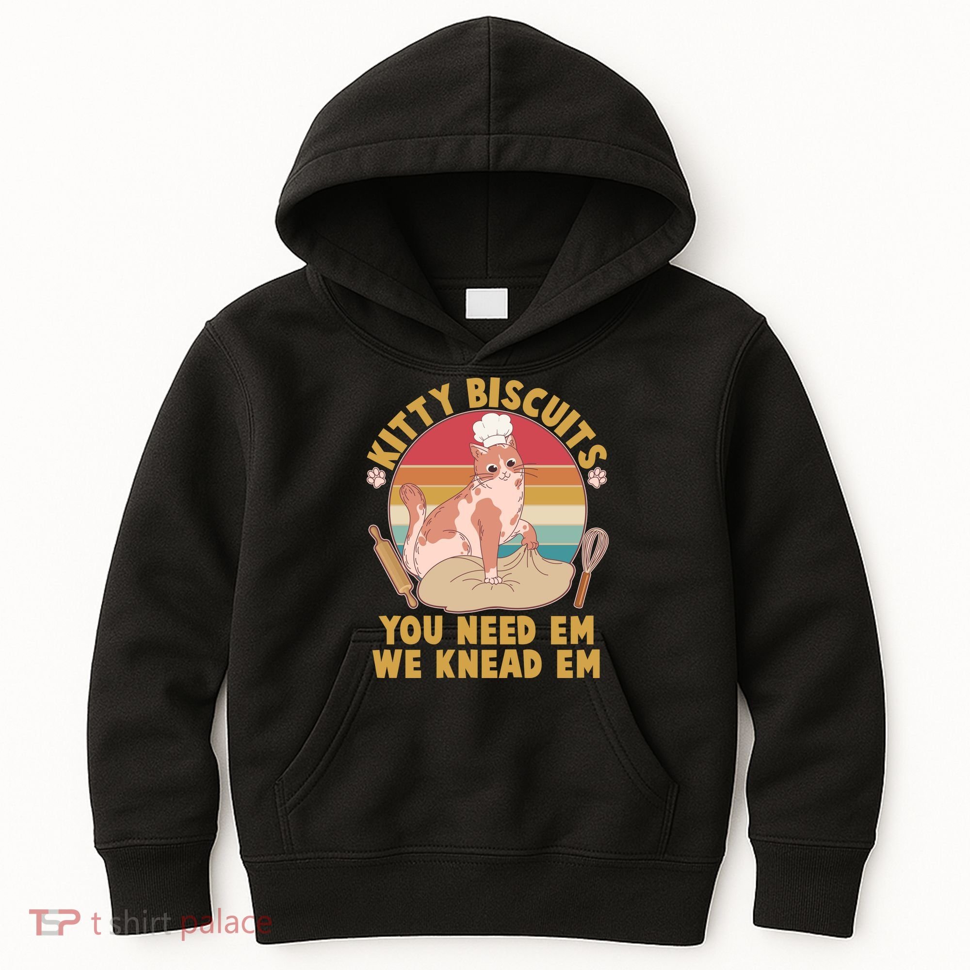 Funny Cute Kitty Biscuits You Need Em We Knead Em Kids Hoodie