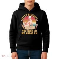 Funny Cute Kitty Biscuits You Need Em We Knead Em Kids Hoodie thumb 4