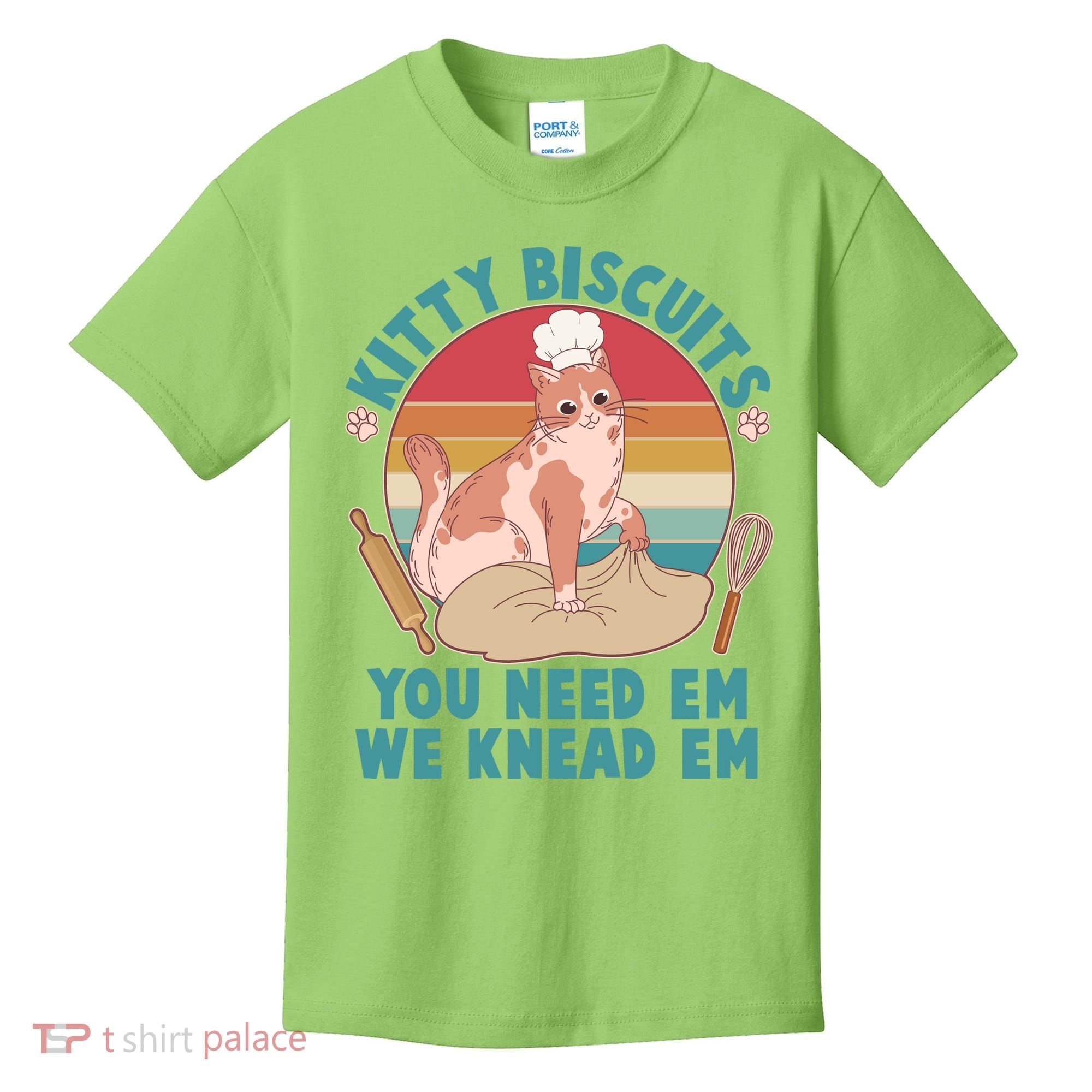 Funny Cute Kitty Biscuits You Need Em We Knead Em Kids T-Shirt