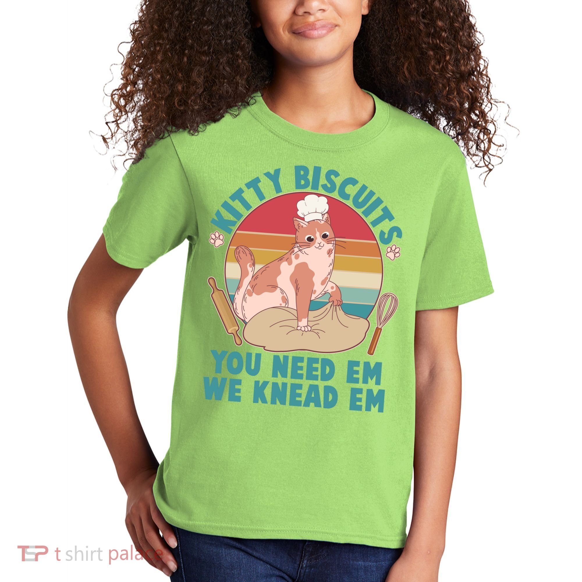 Funny Cute Kitty Biscuits You Need Em We Knead Em Kids T-Shirt