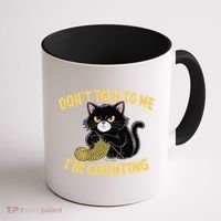 Funny Cat Knits Lover Dont Talk To Me Im Counting Knitting Coffee Mug thumb 1