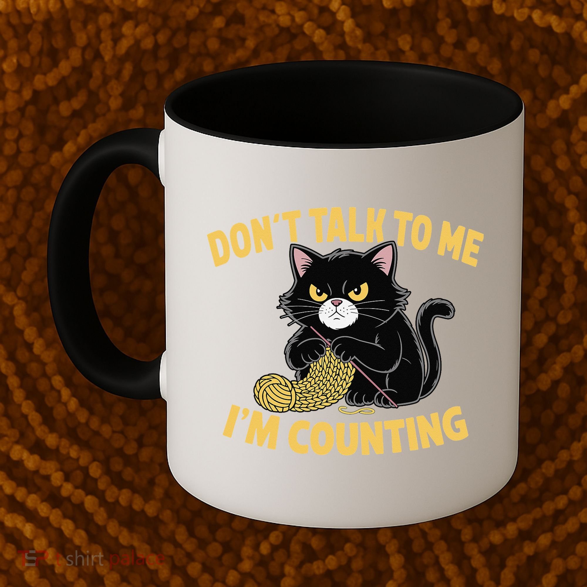Funny Cat Knits Lover Dont Talk To Me Im Counting Knitting Coffee Mug