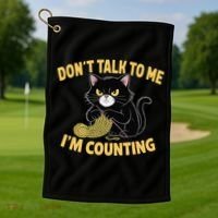 Funny Cat Knits Lover Dont Talk To Me Im Counting Knitting Golf Towel thumb 1