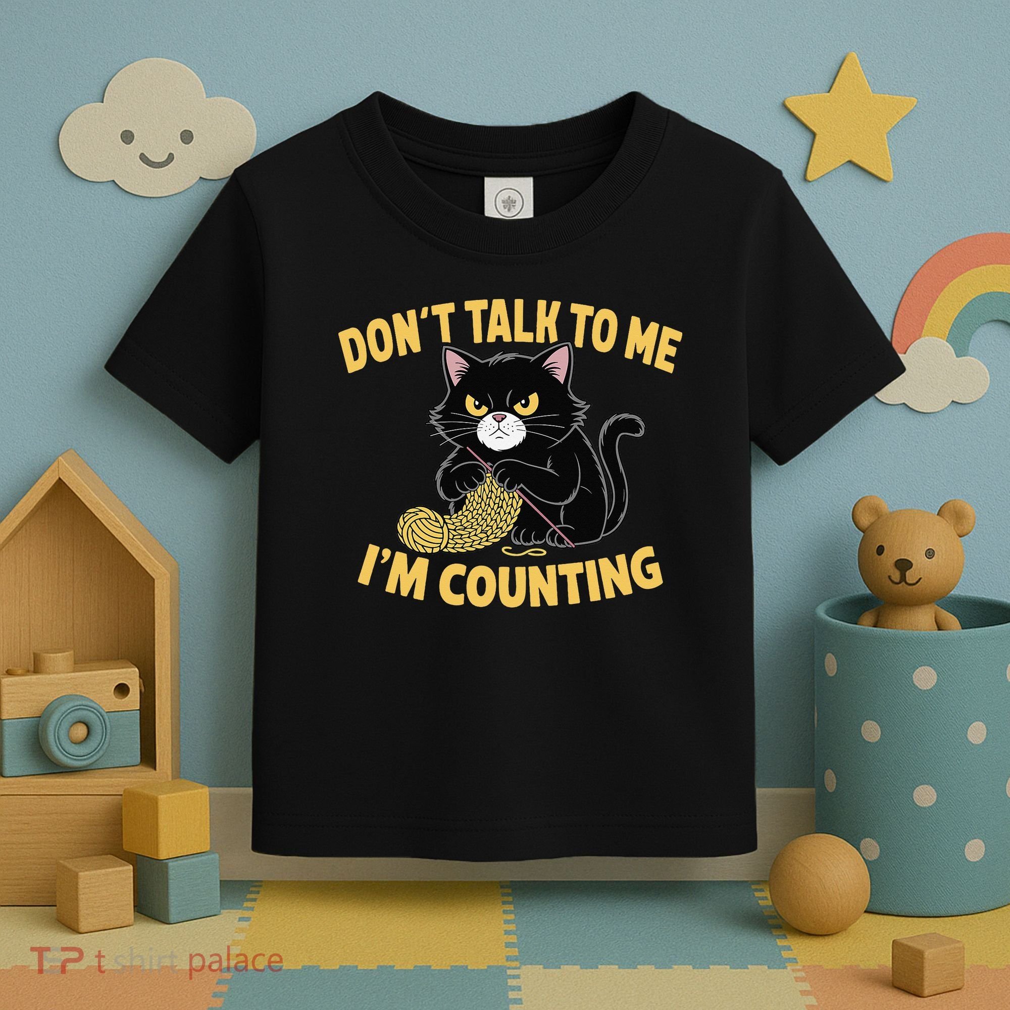 Funny Cat Knits Lover Dont Talk To Me Im Counting Knitting Toddler T-Shirt