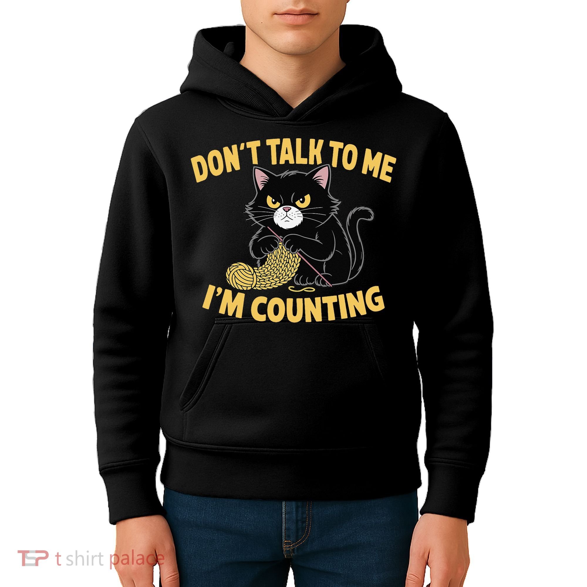 Funny Cat Knits Lover Dont Talk To Me Im Counting Knitting Kids Hoodie