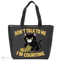 Funny Cat Knits Lover Dont Talk To Me Im Counting Knitting Tote Bag thumb 0