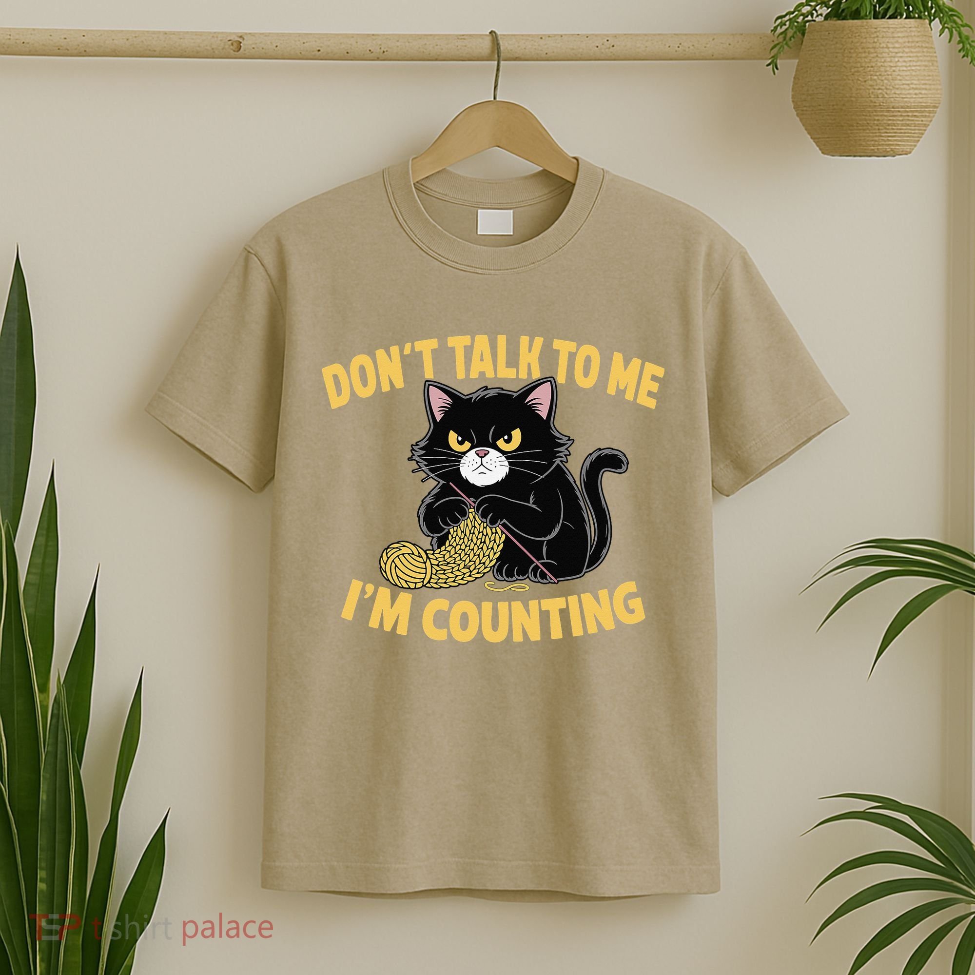 Funny Cat Knits Lover Dont Talk To Me Im Counting Knitting T-Shirt