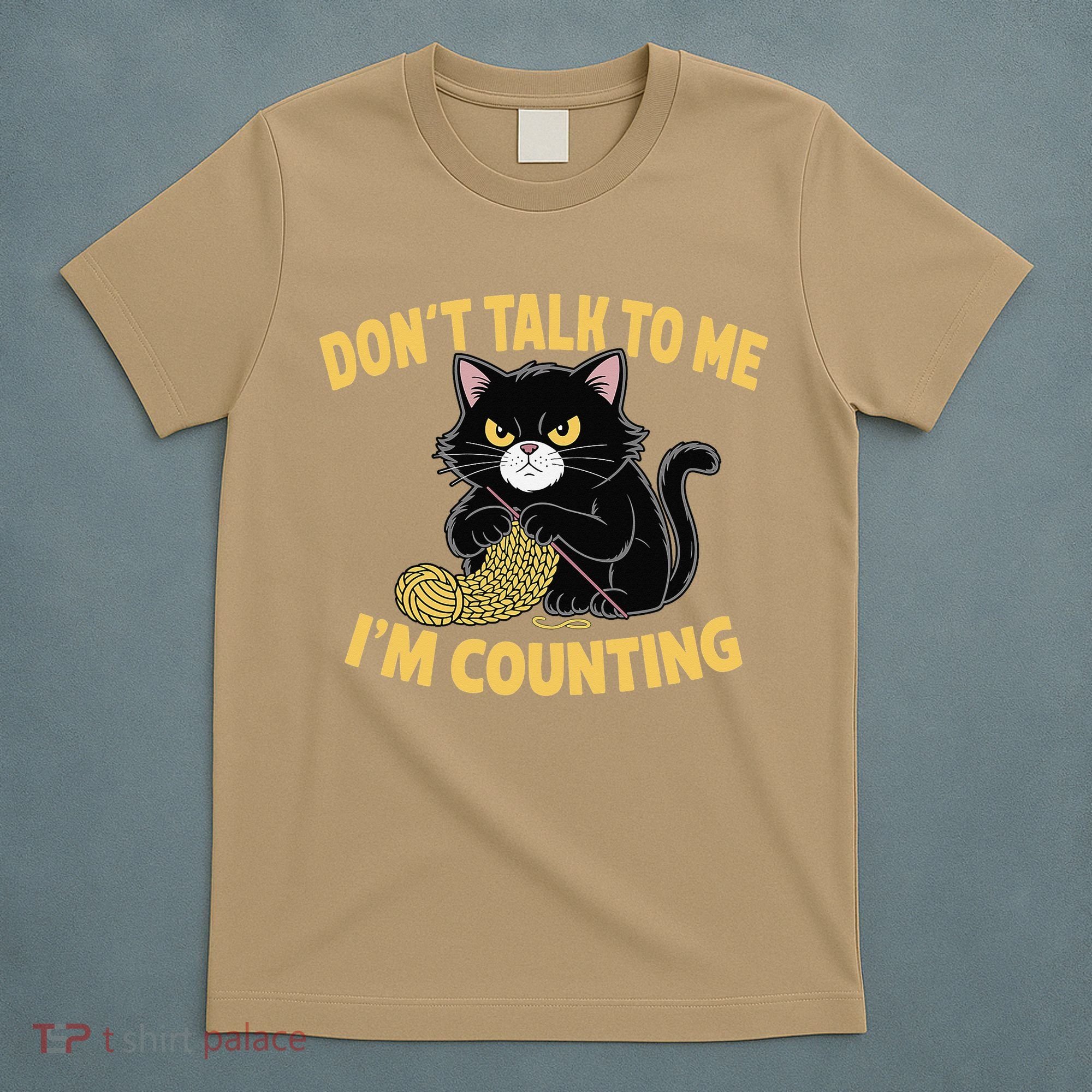 Funny Cat Knits Lover Dont Talk To Me Im Counting Knitting T-Shirt