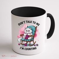Funny Cat Knits Lover Dont Talk To Me Im Counting Knitting Coffee Mug thumb 1