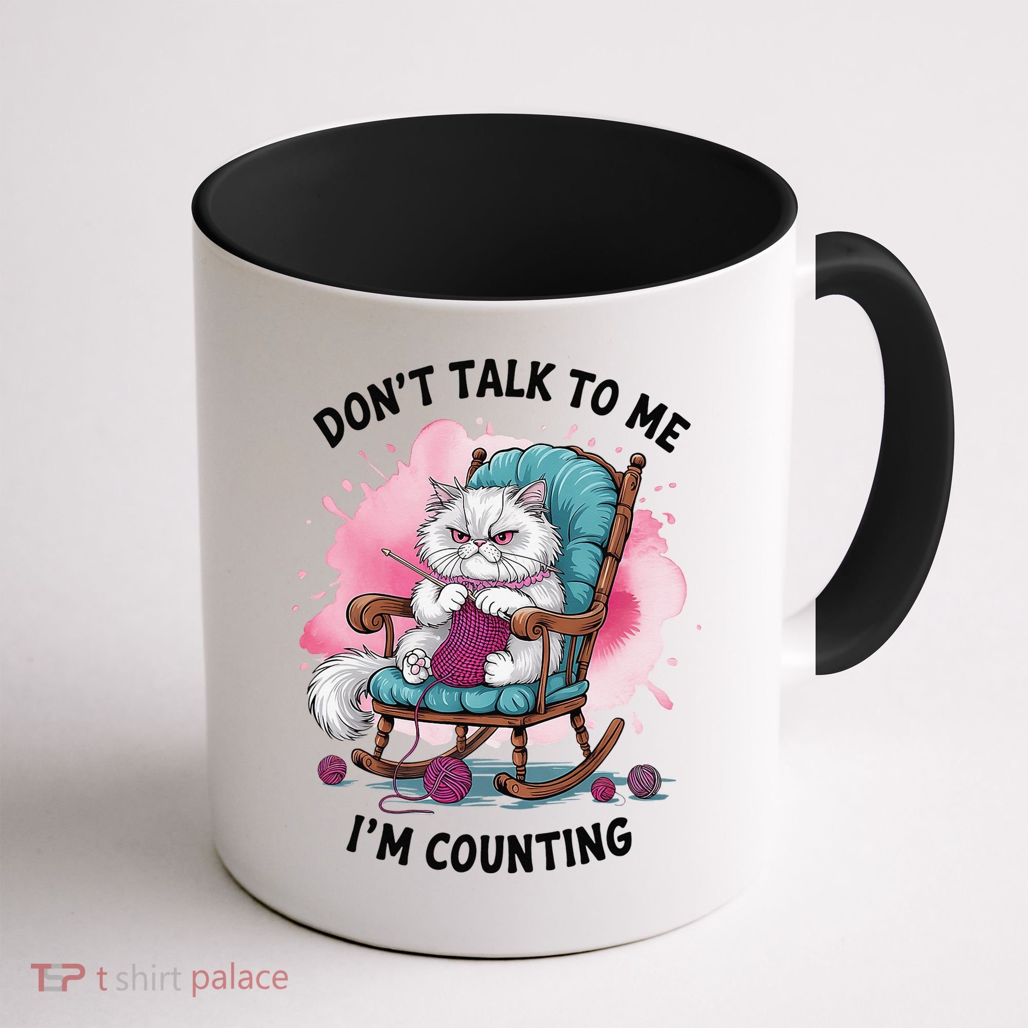 Funny Cat Knits Lover Dont Talk To Me Im Counting Knitting Coffee Mug