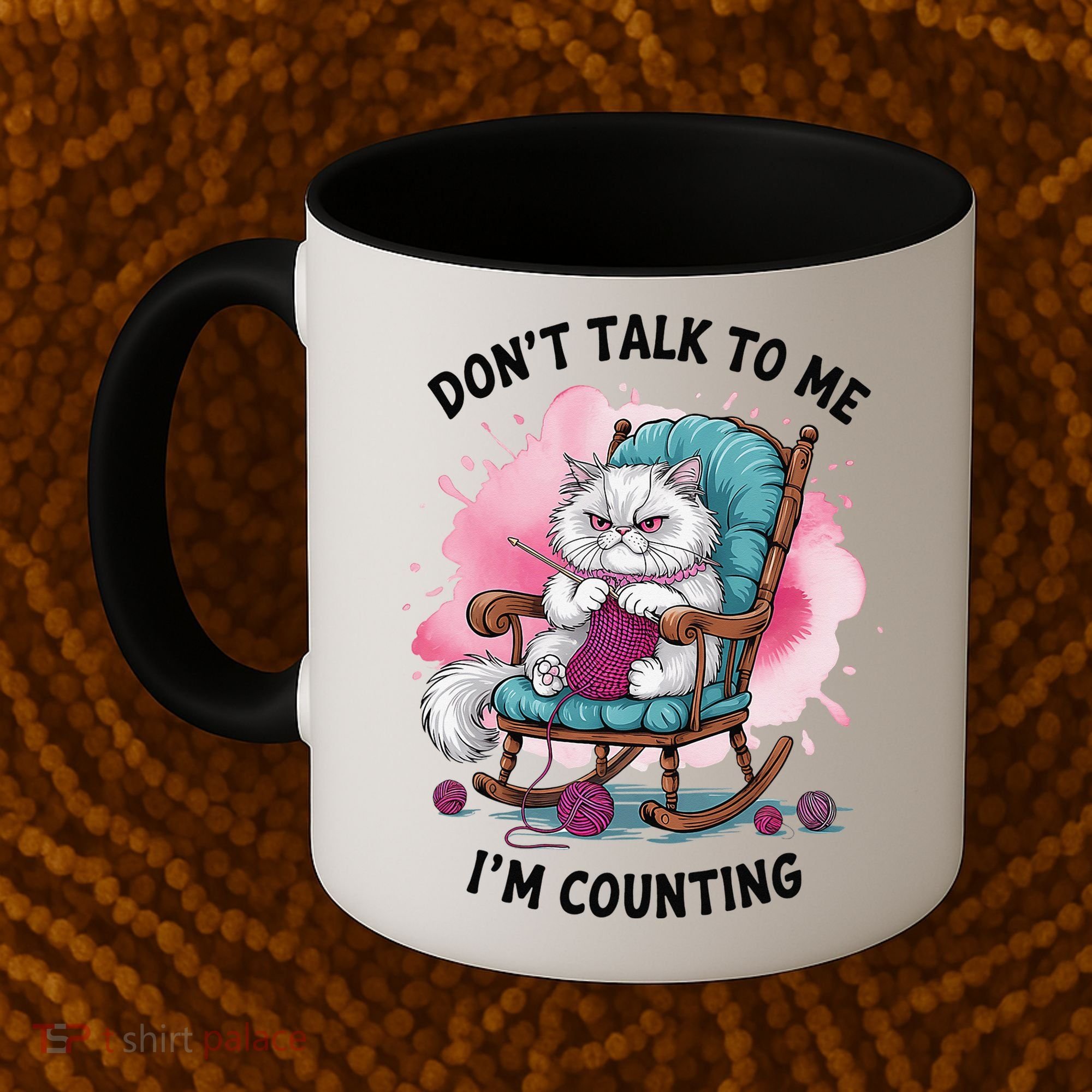 Funny Cat Knits Lover Dont Talk To Me Im Counting Knitting Coffee Mug