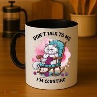 Funny Cat Knits Lover Dont Talk To Me Im Counting Knitting Coffee Mug thumb 4