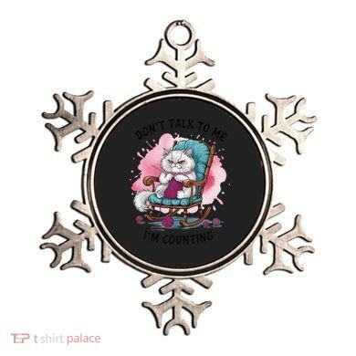 Funny Cat Knits Lover Dont Talk To Me Im Counting Knitting Ornament
