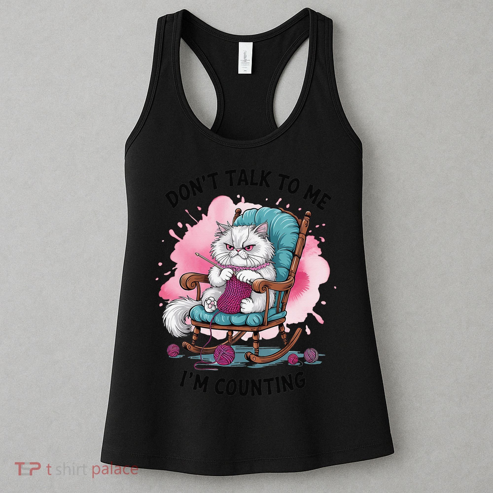 Funny Cat Knits Lover Dont Talk To Me Im Counting Knitting Women's Tank Top