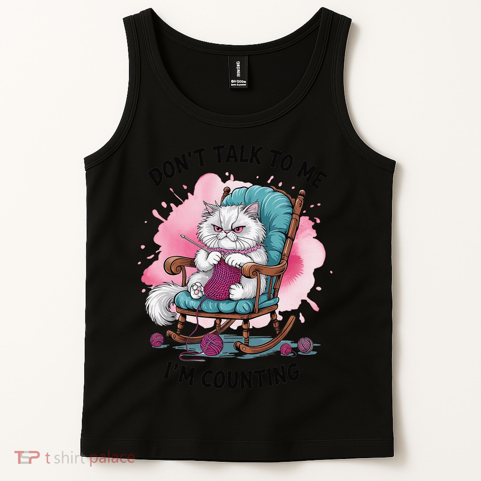Funny Cat Knits Lover Dont Talk To Me Im Counting Knitting Tank Top