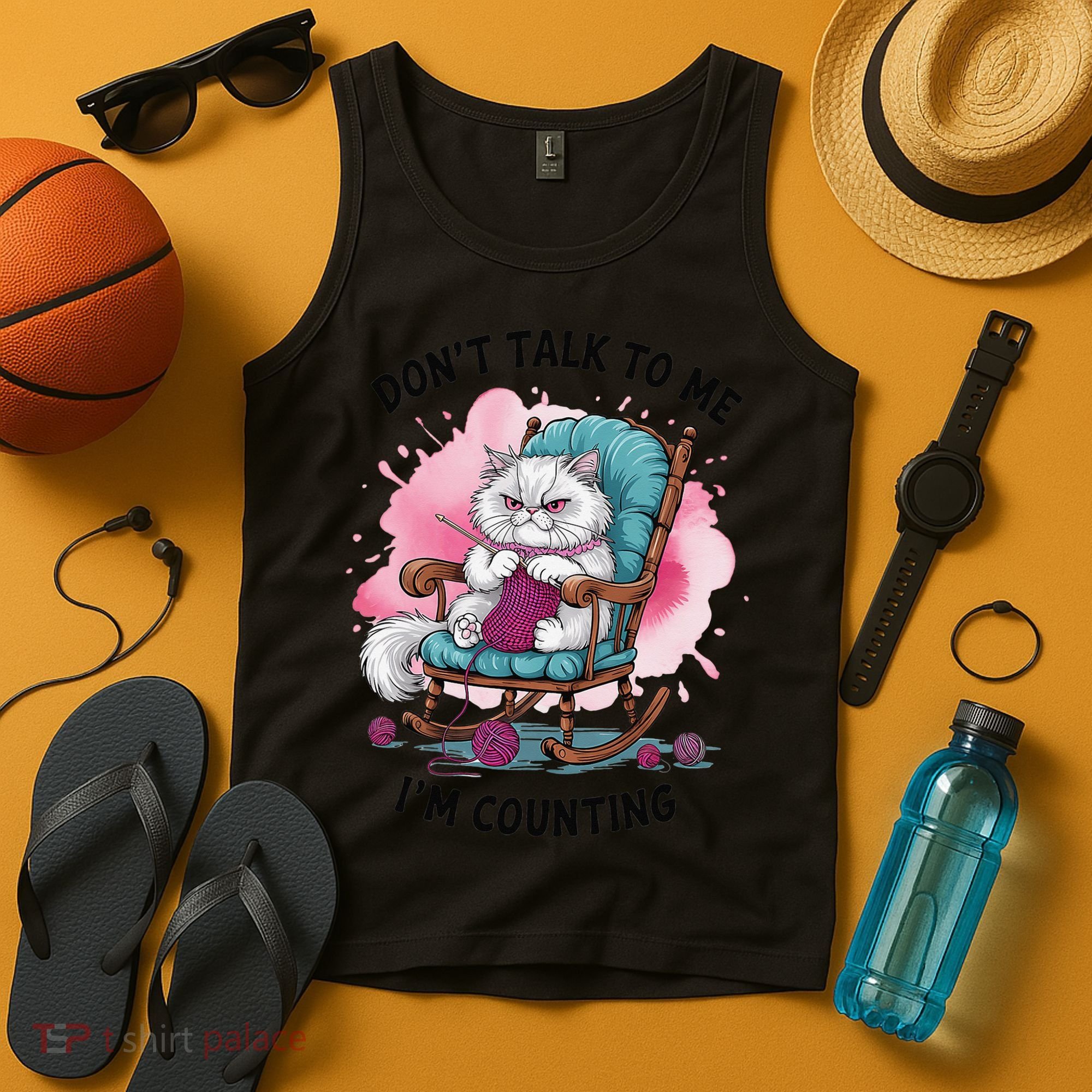 Funny Cat Knits Lover Dont Talk To Me Im Counting Knitting Tank Top