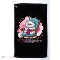 Funny Cat Knits Lover Dont Talk To Me Im Counting Knitting Golf Towel thumb 0