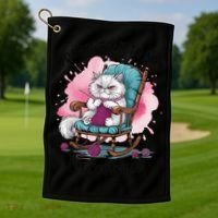 Funny Cat Knits Lover Dont Talk To Me Im Counting Knitting Golf Towel thumb 1