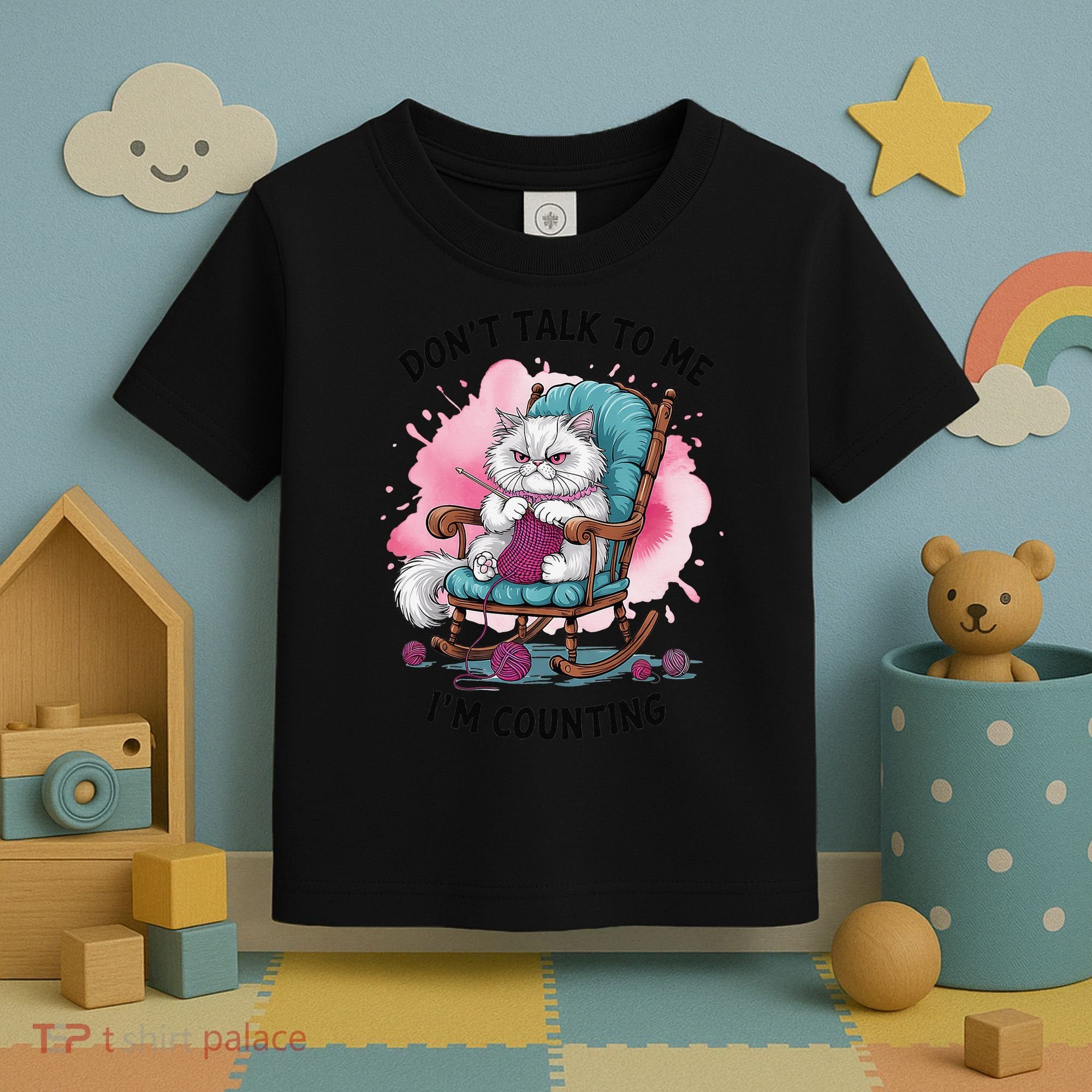 Funny Cat Knits Lover Dont Talk To Me Im Counting Knitting Toddler T-Shirt