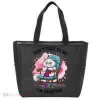 Funny Cat Knits Lover Dont Talk To Me Im Counting Knitting Tote Bag thumb 0