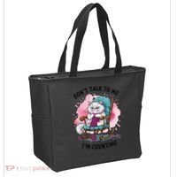 Funny Cat Knits Lover Dont Talk To Me Im Counting Knitting Tote Bag thumb 2