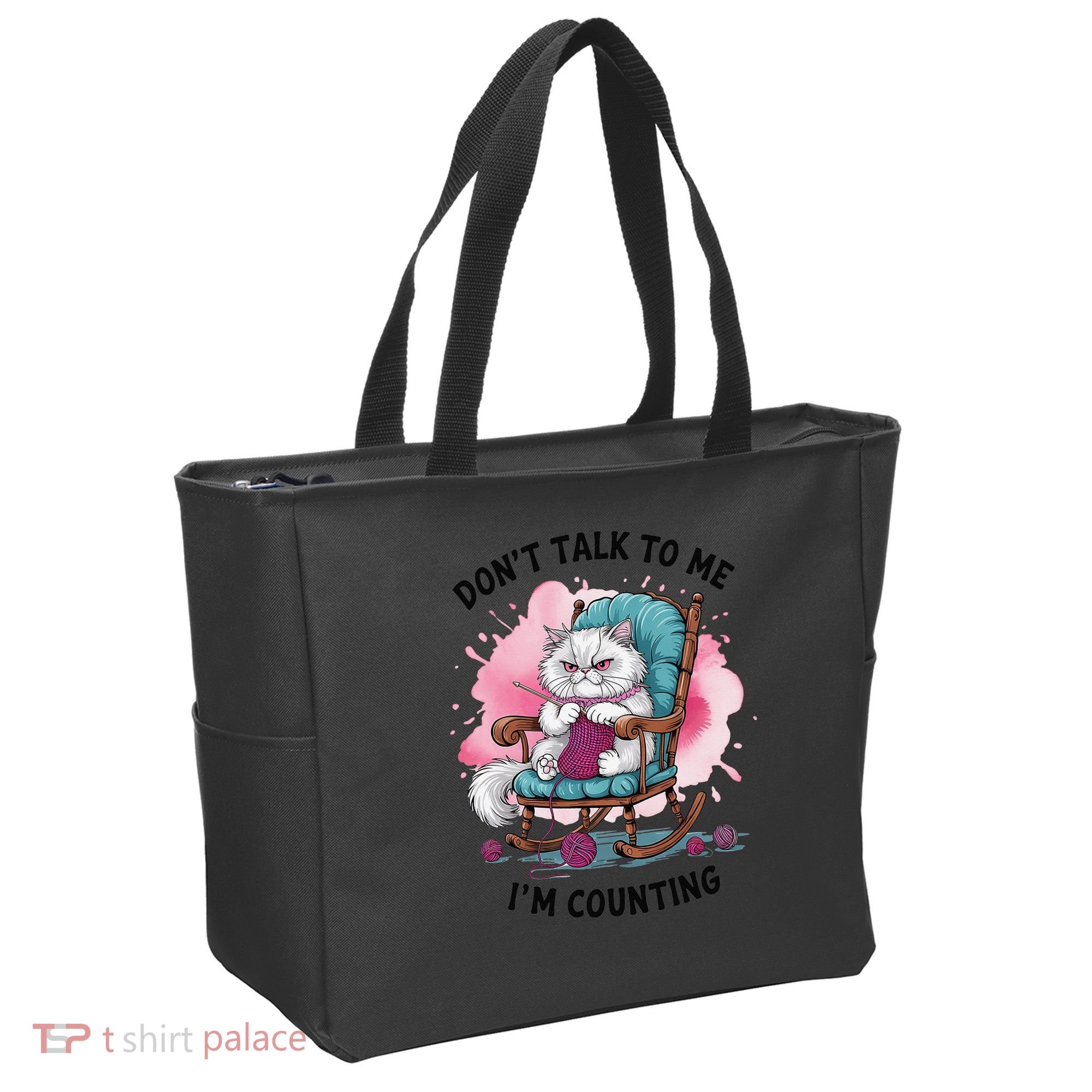 Funny Cat Knits Lover Dont Talk To Me Im Counting Knitting Tote Bag