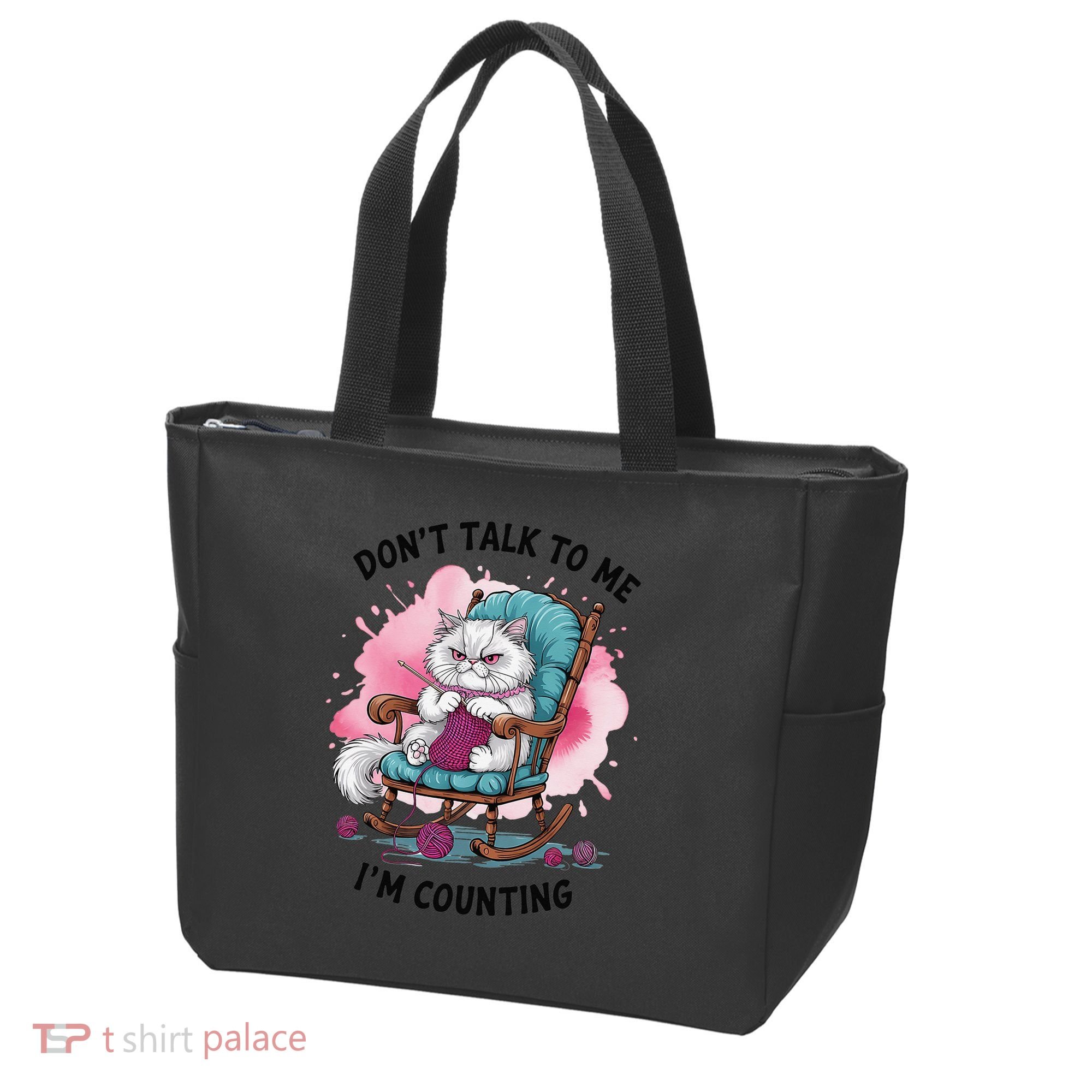 Funny Cat Knits Lover Dont Talk To Me Im Counting Knitting Tote Bag