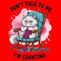 Funny Cat Knits Lover Dont Talk To Me Im Counting Knitting Santa Hat thumb 1