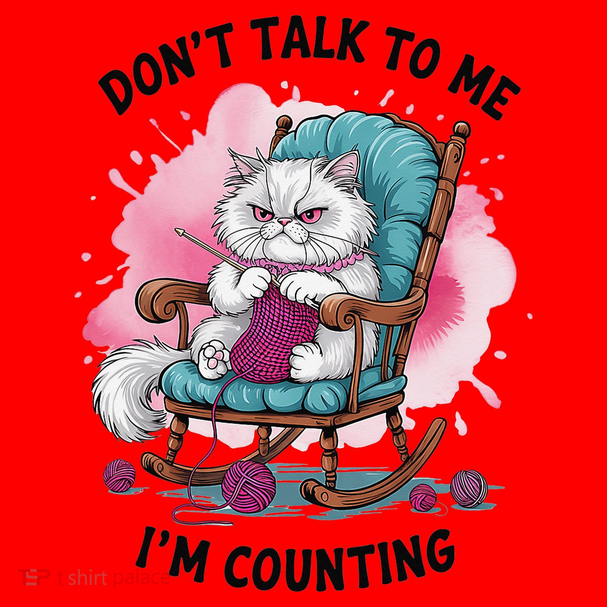 Funny Cat Knits Lover Dont Talk To Me Im Counting Knitting Santa Hat