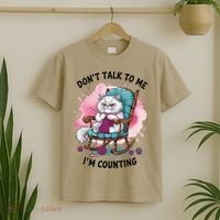 Funny Cat Knits Lover Dont Talk To Me Im Counting Knitting T-Shirt thumb 2