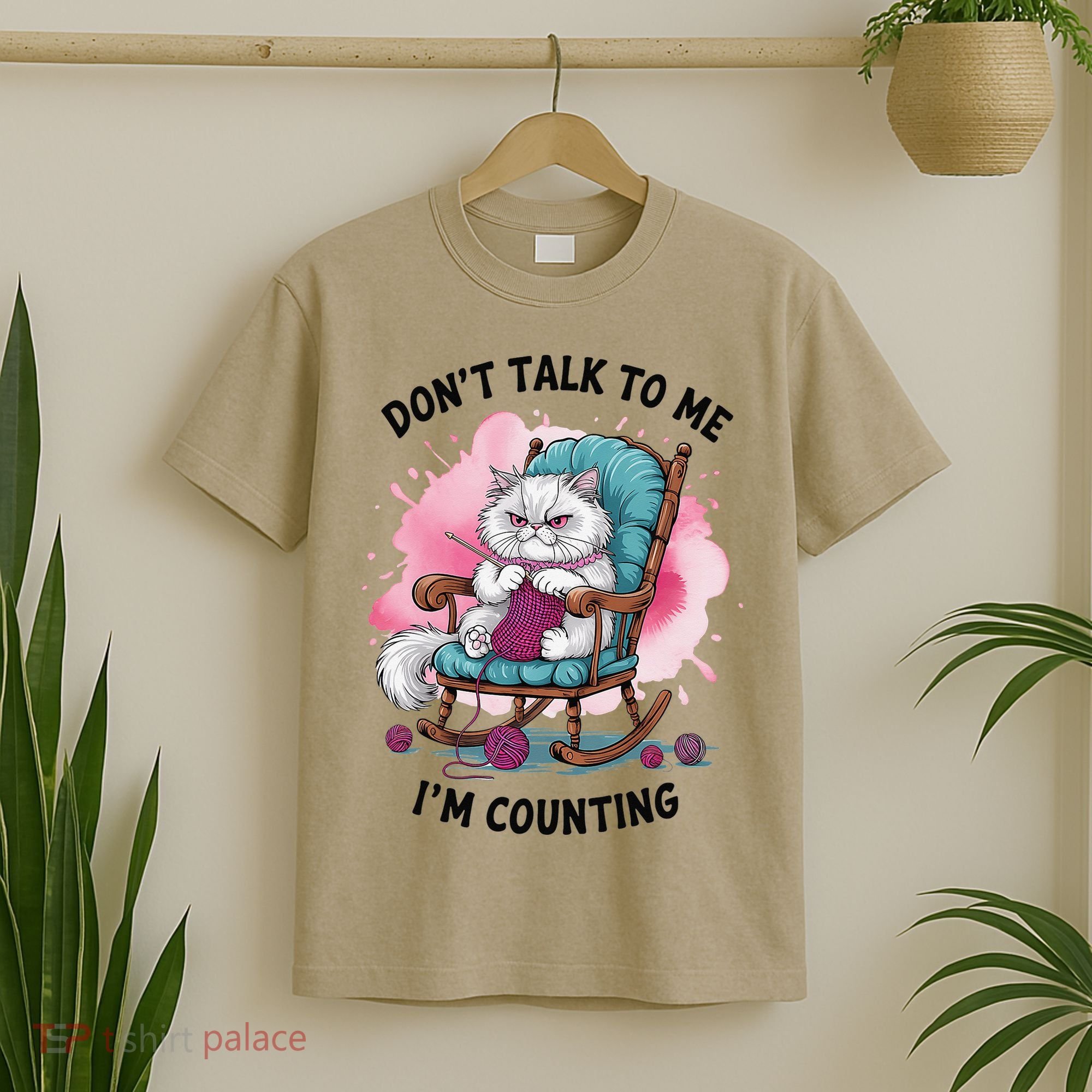 Funny Cat Knits Lover Dont Talk To Me Im Counting Knitting T-Shirt