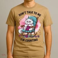 Funny Cat Knits Lover Dont Talk To Me Im Counting Knitting T-Shirt thumb 3