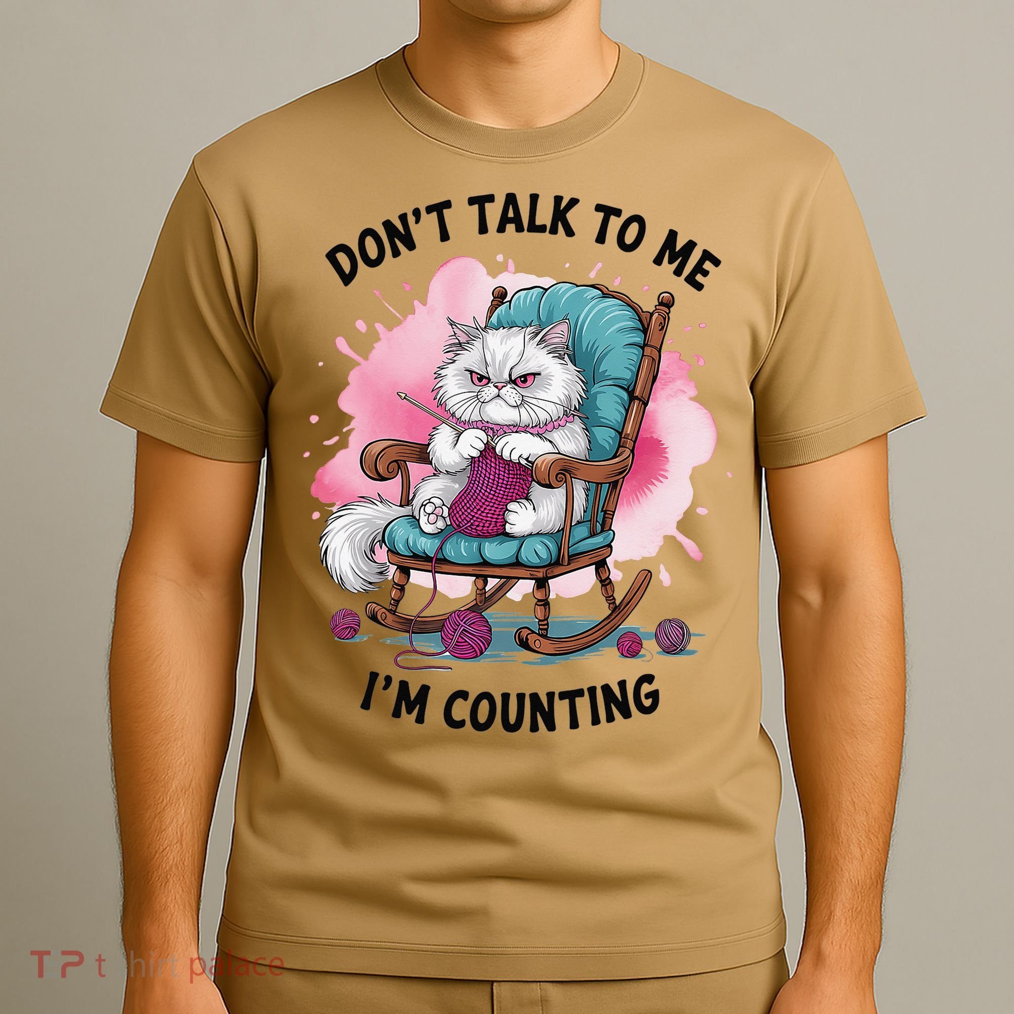 Funny Cat Knits Lover Dont Talk To Me Im Counting Knitting T-Shirt