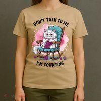 Funny Cat Knits Lover Dont Talk To Me Im Counting Knitting T-Shirt thumb 4