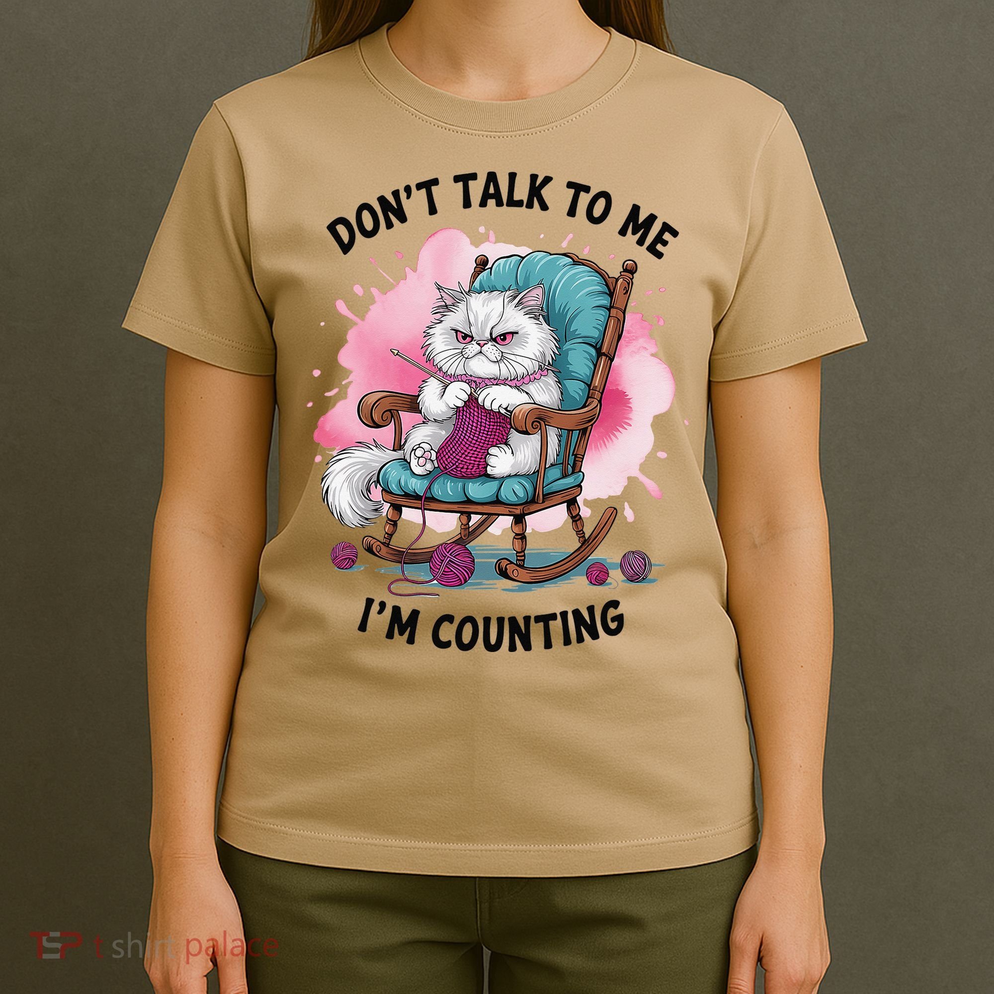 Funny Cat Knits Lover Dont Talk To Me Im Counting Knitting T-Shirt