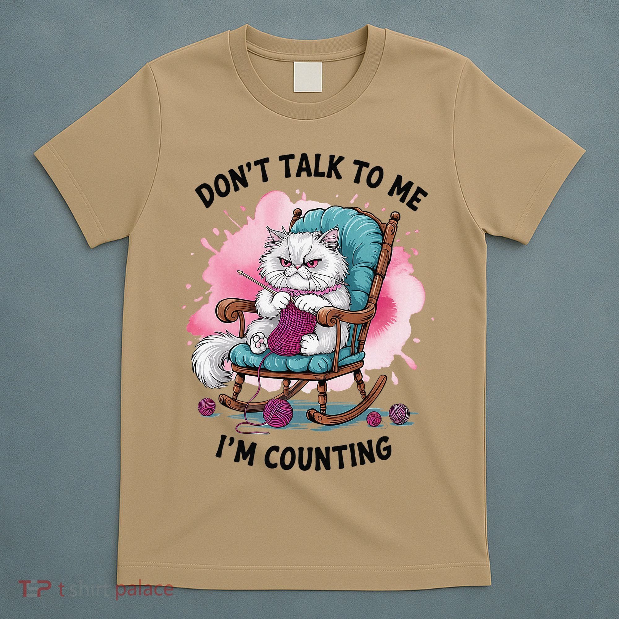 Funny Cat Knits Lover Dont Talk To Me Im Counting Knitting T-Shirt