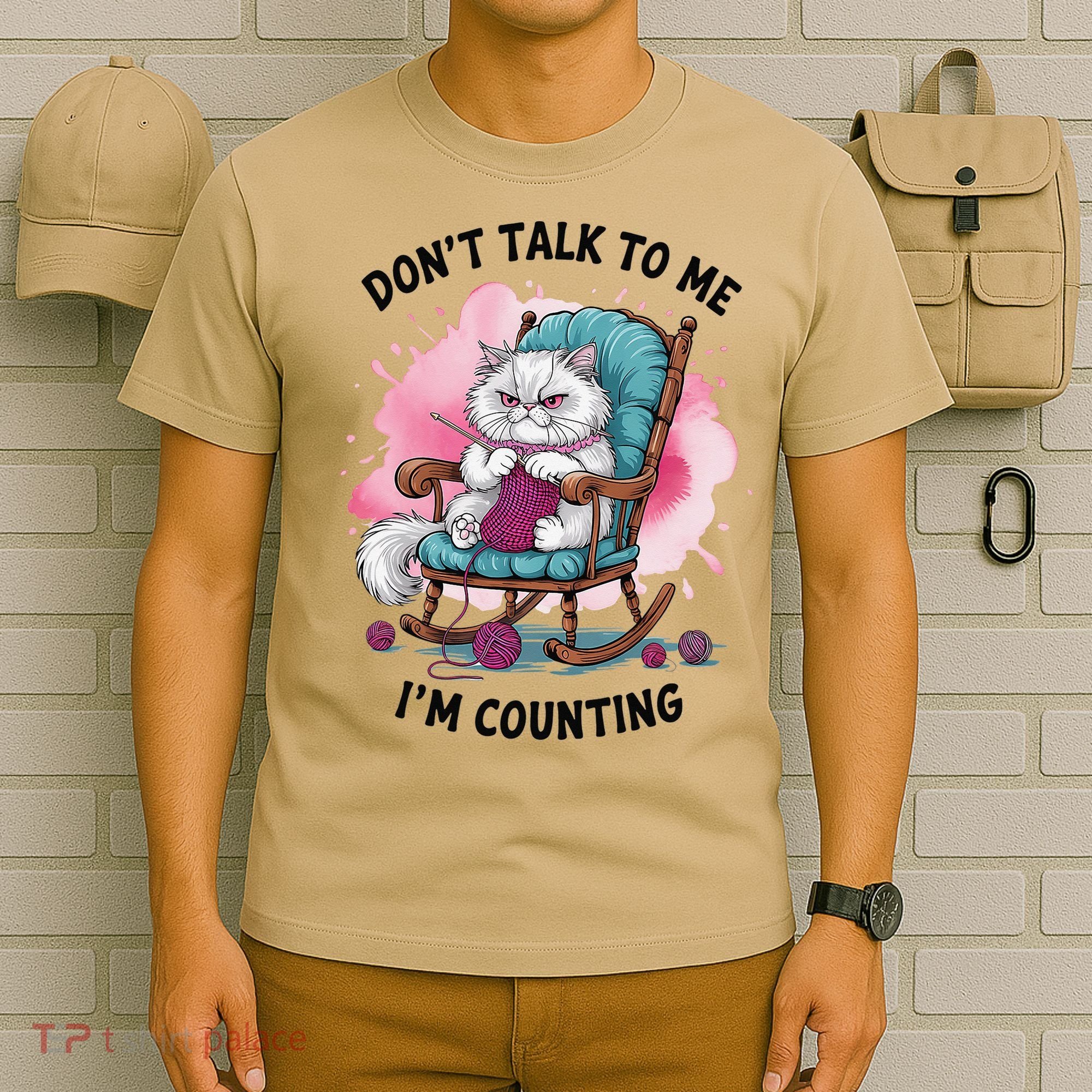 Funny Cat Knits Lover Dont Talk To Me Im Counting Knitting T-Shirt