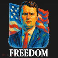 Freedom Charlie Kirk: 3D Oil Painting Vibrant Spectrum Coaster thumb 2