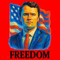 Freedom Charlie Kirk: 3D Oil Painting Vibrant Spectrum Santa Hat thumb 1
